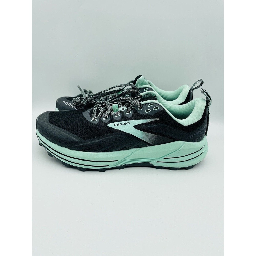 BROOKS Cascadia 16 Trail Running Shoes Black Yucca Green Size 8 Wide